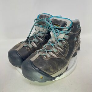 Keen Detroit Mid Waterproof Work Boots Brown Teal 1014399M Mens 9M
